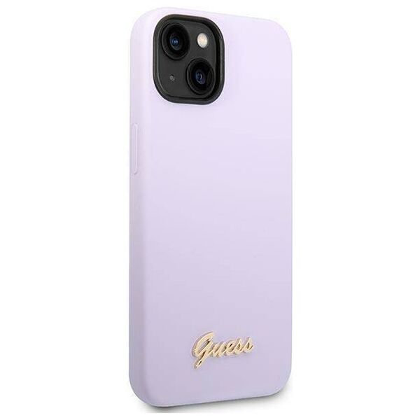 Original Case IPHONE 14 Guess Hard Case Silicone Vintage Gold Logo purple 3666339064969