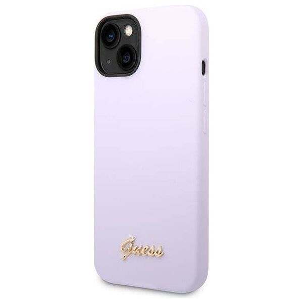 Original Case IPHONE 14 Guess Hard Case Silicone Vintage Gold Logo purple 3666339064969