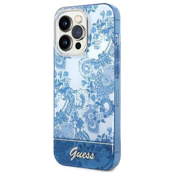 Original Case IPHONE 14 PRO MAX Guess Hardcase Porcelain Collection blue 3666339064358