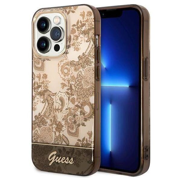 Original Case IPHONE 14 PRO MAX Guess Hardcase Porcelain Collection gold 3666339090692