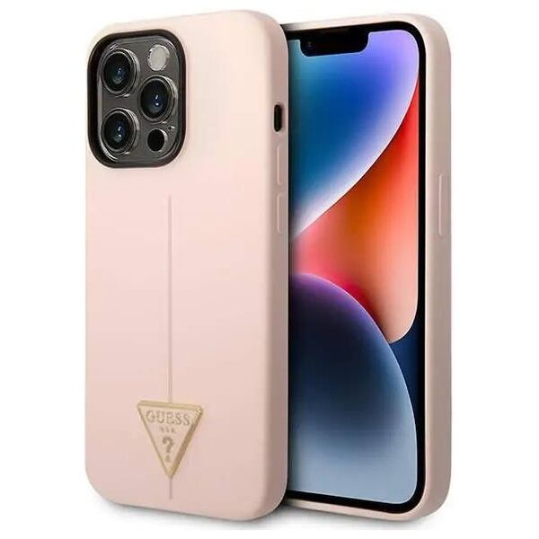 Case IPHONE 14 PRO MAX Guess Hardcase Silicone Triangle pink 3666339065959