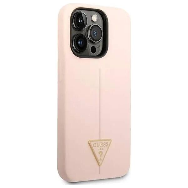 Case IPHONE 14 PRO MAX Guess Hardcase Silicone Triangle pink 3666339065959