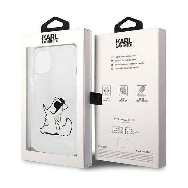 Original Case IPHONE 14 PLUS Karl Lagerfeld Hardcase Choupette Fun transparent 3666339086497