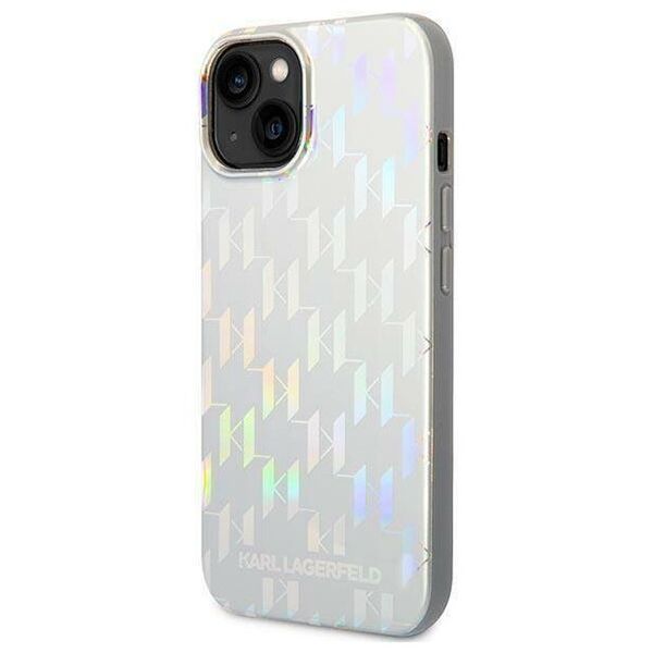 Original Case IPHONE 14 PLUS Karl Lagerfeld Hardcase Monogram Iridescent silver 3666339093082