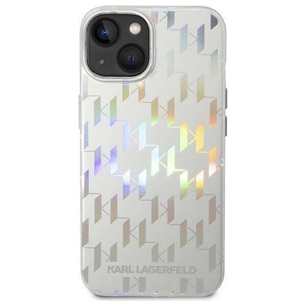 Original Case IPHONE 14 PLUS Karl Lagerfeld Hardcase Monogram Iridescent silver 3666339093082