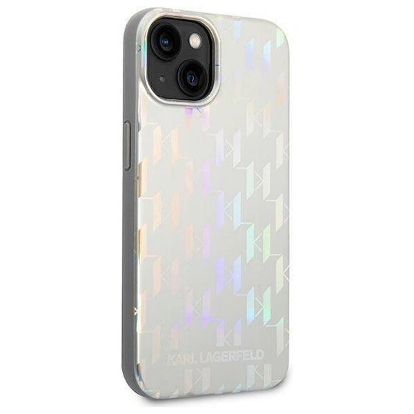 Original Case IPHONE 14 PLUS Karl Lagerfeld Hardcase Monogram Iridescent silver 3666339093082