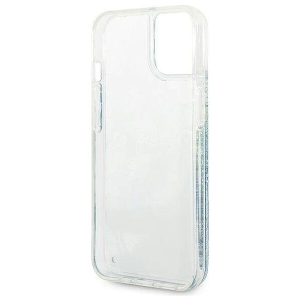 Case IPHONE 14 PLUS Guess Hardcase Flower Liquid Glitter green 3666339088439