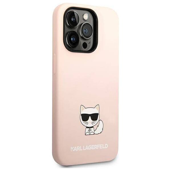 Original Case IPHONE 14 PRO Karl Lagerfeld Hardcase Silicone Choupette Body light pink 3666339076658