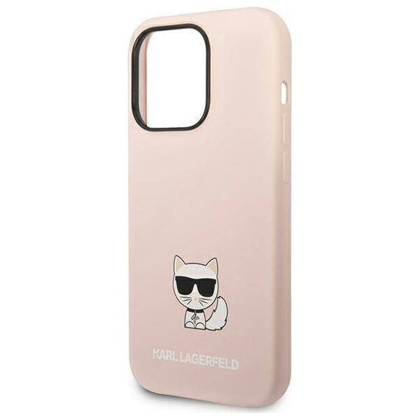 Original Case IPHONE 14 PRO Karl Lagerfeld Hardcase Silicone Choupette Body light pink 3666339076658