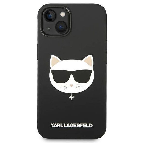 Original Case IPHONE 14 PLUS Karl Lagerfeld Hardcase Silicone Choupette Head Magsafe black 3666339077921