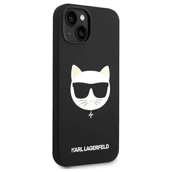 Original Case IPHONE 14 PLUS Karl Lagerfeld Hardcase Silicone Choupette Head Magsafe black 3666339077921