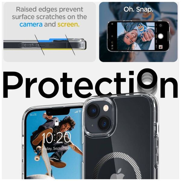 Case IPHONE 14 PLUS Spigen Ultra Hybrid Mag MagSafe Carbon Fibre transparent 8809811864175