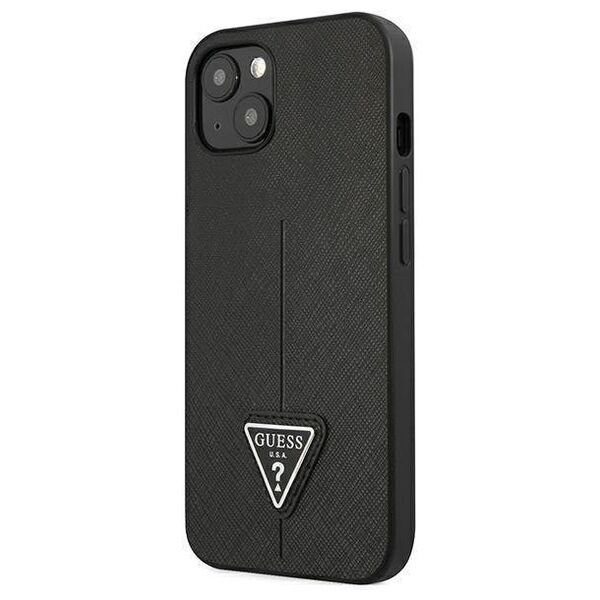 Original Case IPHONE 13 MINI Guess Hardcase Saffianotriangle Logo black 3666339040277