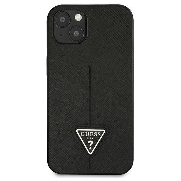 Original Case IPHONE 13 MINI Guess Hardcase Saffianotriangle Logo black 3666339040277