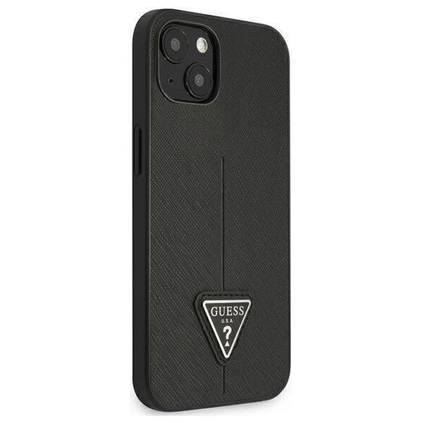 Original Case IPHONE 13 MINI Guess Hardcase Saffianotriangle Logo black 3666339040277