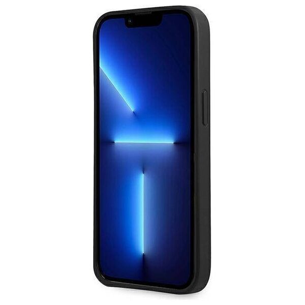 Original Case IPHONE 13 MINI Guess Hardcase Saffianotriangle Logo black 3666339040277