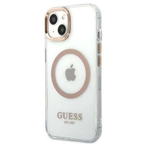 Original Case IPHONE 13 Guess Hard Case Metal Outline Magsafe pink 3666339057145