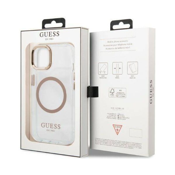 Original Case IPHONE 13 Guess Hard Case Metal Outline Magsafe pink 3666339057145