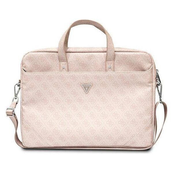 Original Case LAPTOP 16" Guess Saffiano 4G Hot Stamp Triangle Logo pink 3666339051112