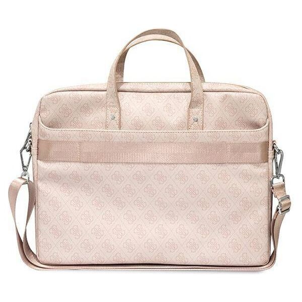 Original Case LAPTOP 16" Guess Saffiano 4G Hot Stamp Triangle Logo pink 3666339051112