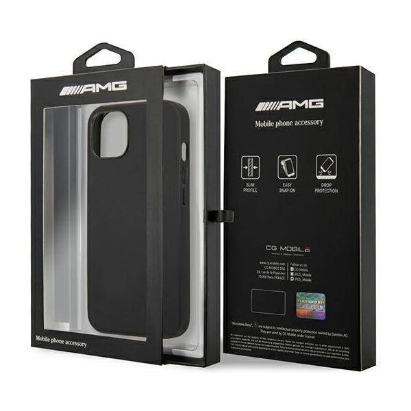 Case IPHONE 14 PLUS Mercedes AMG Hardcase Leather Hot Stamped (AMHCP14MDOLBK) black 3666339071318