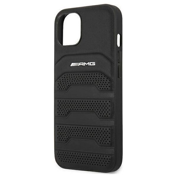 Case IPHONE 14 PLUS Mercedes AMG Hardcase Leather Debossed Lines (AMHCP14MGSEBK) black 3666339071394