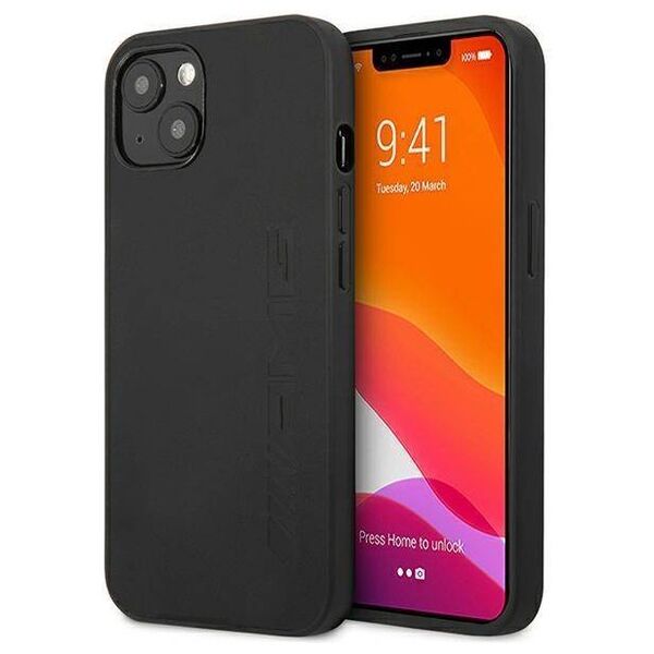 Case IPHONE 14 Mercedes AMG Hardcase Leather Hot Stamped (AMHCP14SDOLBK) black 3666339071301