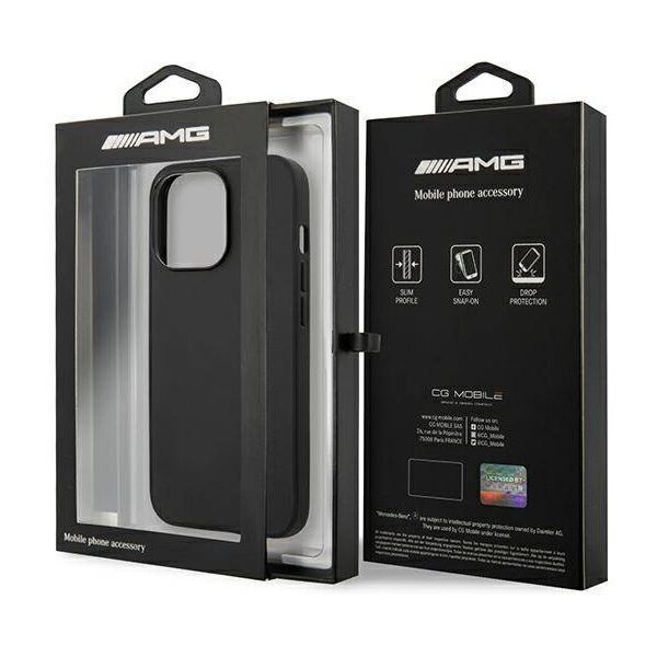 Case IPHONE 14 PRO MAX Mercedes AMG Hardcase Leather Hot Stamped (AMHCP14XDOLBK) black 3666339071332