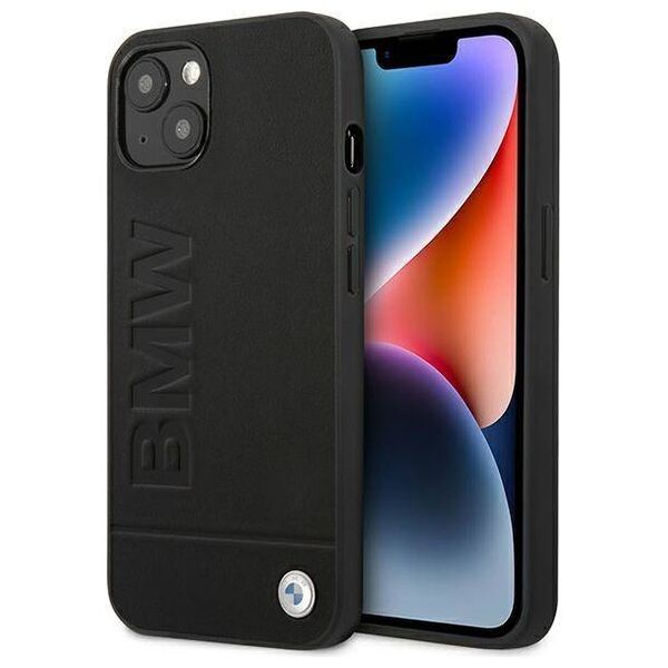 Original Case IPHONE 14 PLUS BMW Leather Stamp (BMHCP14MSLLBK) black 3666339090395