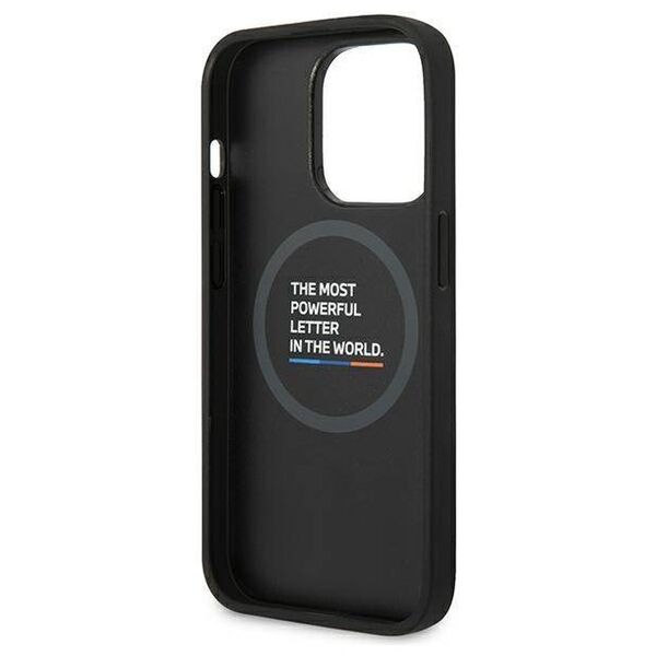 Original Case IPHONE 14 PRO MAX BMW Leather Stamp Tricolor MagSafe (BMHMP14X22PTDK) black 3666339089337
