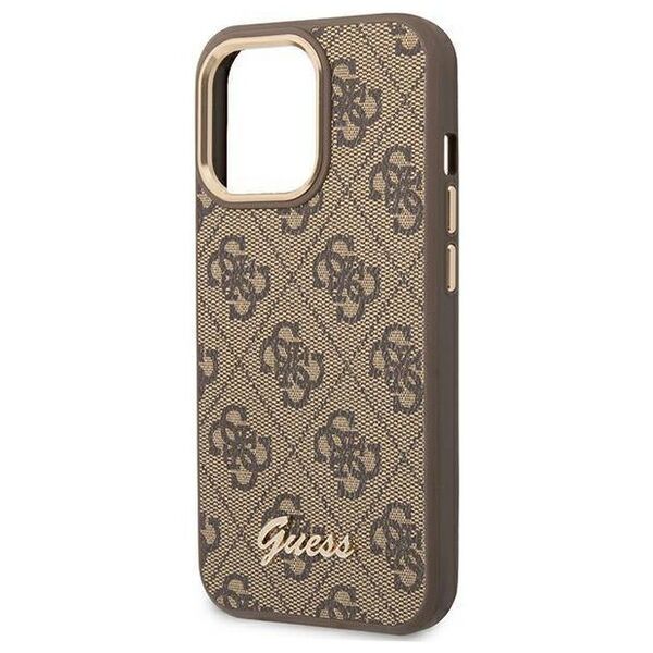 Original Case IPHONE 14 PRO Guess Hard Case 4G Vintage Gold Logo (GUHCP14LHG4SHW) brown 3666339065263