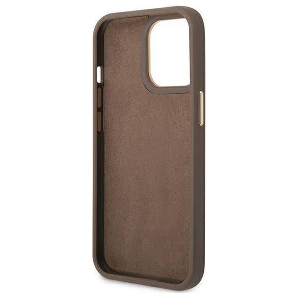 Original Case IPHONE 14 PRO Guess Hard Case 4G Vintage Gold Logo (GUHCP14LHG4SHW) brown 3666339065263