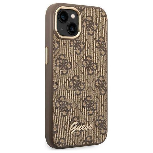 Original Case IPHONE 14 PLUS Guess Hard Case 4G Vintage Gold Logo (GUHCP14MHG4SHW) brown 3666339065256