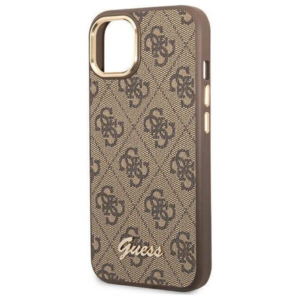 Original Case IPHONE 14 PLUS Guess Hard Case 4G Vintage Gold Logo (GUHCP14MHG4SHW) brown 3666339065256