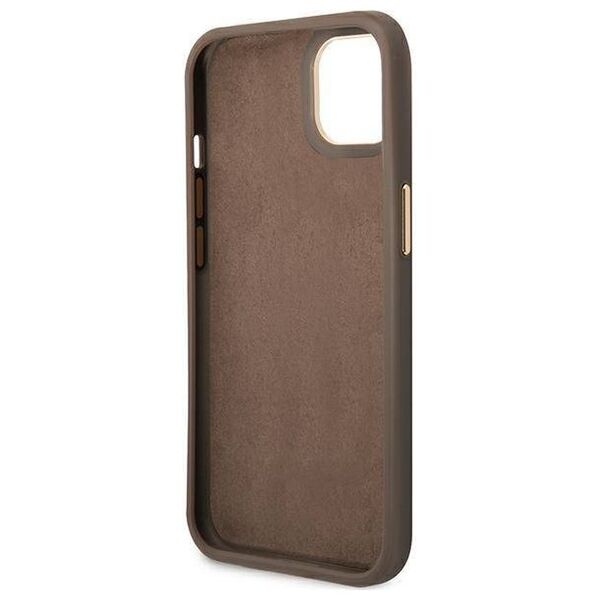 Original Case IPHONE 14 PLUS Guess Hard Case 4G Vintage Gold Logo (GUHCP14MHG4SHW) brown 3666339065256