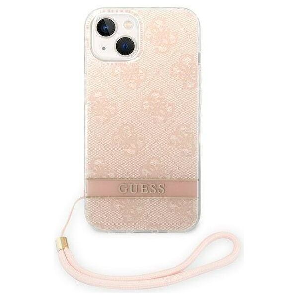 Original Case IPHONE 14 PLUS Guess Hardcase 4G Print Strap (GUOHCP14MH4STP) pink 3666339093884