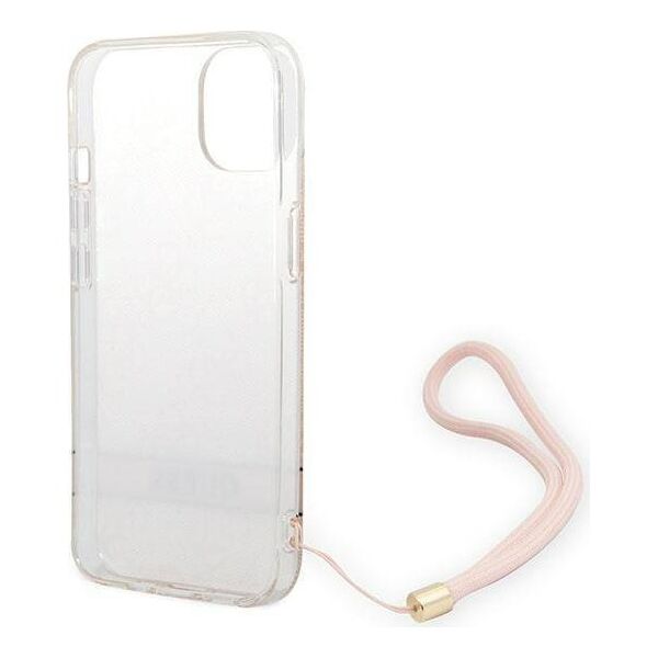 Original Case IPHONE 14 PLUS Guess Hardcase 4G Print Strap (GUOHCP14MH4STP) pink 3666339093884