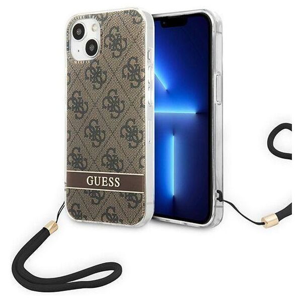 Original Case IPHONE 14 PLUS Guess Hardcase 4G Print Strap (GUOHCP14MH4STW) brown 3666339093846