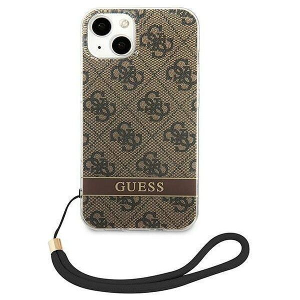 Original Case IPHONE 14 PLUS Guess Hardcase 4G Print Strap (GUOHCP14MH4STW) brown 3666339093846