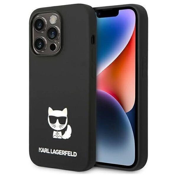 Original Case IPHONE 14 PRO Karl Lagerfeld Hardcase Silicone Choupette Body (KLHCP14LSLCTBK) black 3666339076573