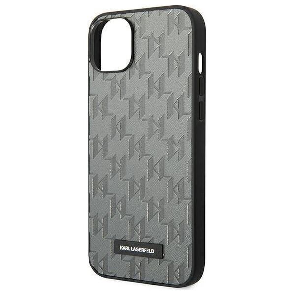 Original Case IPHONE 14 PLUS Karl Lagerfeld Hardcase Saffiano Mono Metal Logo (KLHCP14MSAKLHPG) gray 3666339085094