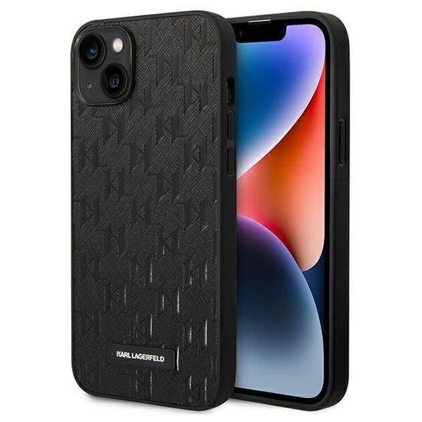 Original Case IPHONE 14 PLUS Karl Lagerfeld Hardcase Saffiano Mono Metal Logo (KLHCP14MSAKLHPK) black 3666339085131