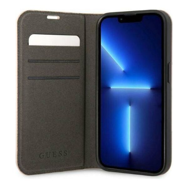 Original Case IPHONE 14 PRO Guess Book 4G Vintage Gold Logo (GUBKP14LHG4SHP) pink 3666339083304