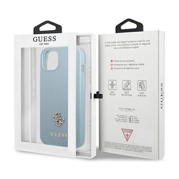 Original Case IPHONE 13 Guess Hardcase Saffiano 4G Small Metal Logo (GUHCP13MPS4MB) blue 3666339048013