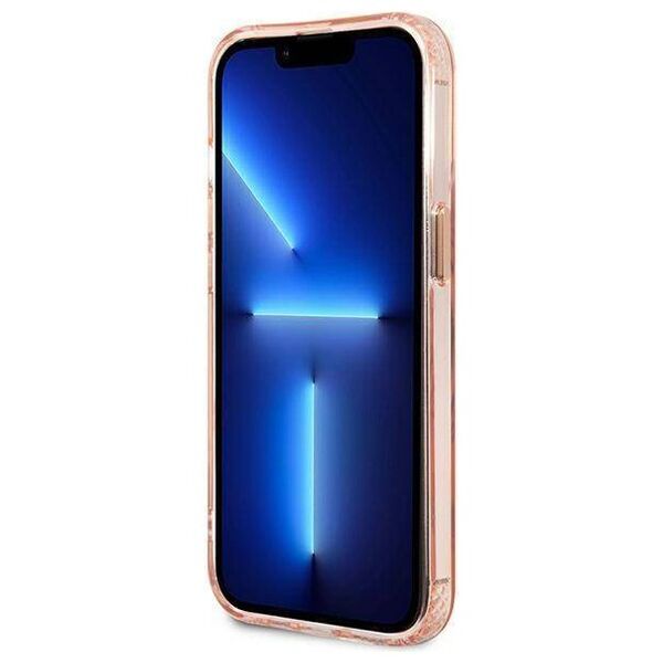 Original Case IPHONE 13 PRO Guess Hard Case Gold Outline Translucent MagSafe (GUHMP13LHTCMP) pink 3666339057114