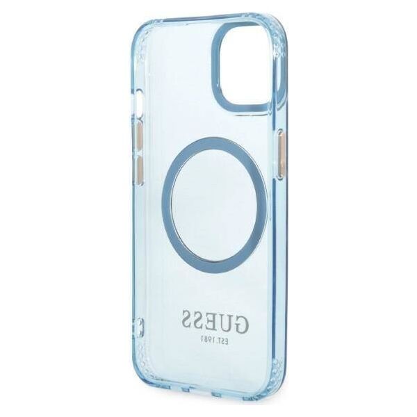 Original Case IPHONE 13 Guess Hard Case Gold Outline Translucent MagSafe (GUHMP13MHTCMB) blue 3666339056988