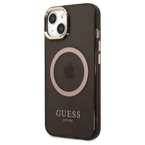 Original Case IPHONE 13 Guess Hard Case Gold Outline Translucent MagSafe (GUHMP13MHTCMK) black 3666339057022
