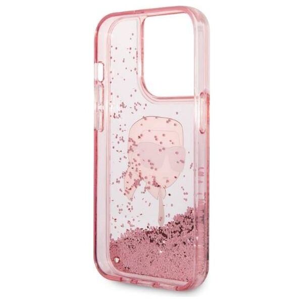 Original Case IPHONE 14 PRO Karl Lagerfeld Hardcase Glitter NFT Karl Head (KLHCP14LLNKHCP) pink 3666339086909