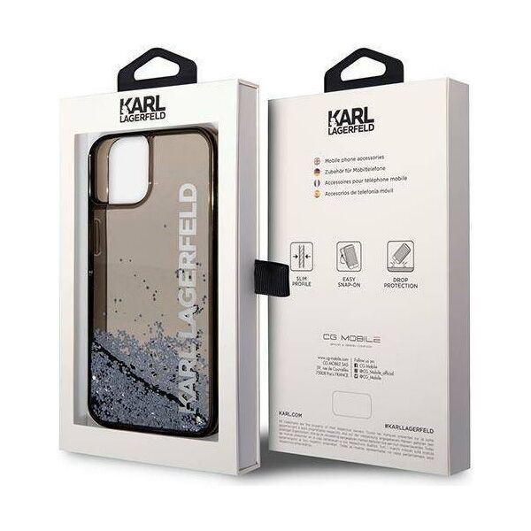 Original Case IPHONE 14 PLUS Karl Lagerfeld Hardcase Liquid Glitter Elong (KLHCP14MLCKVK) black 3666339091552