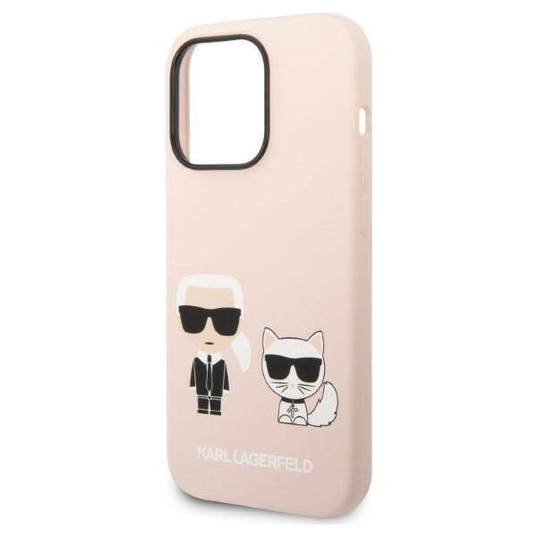 Original Case IPHONE 14 PRO MAX Karl Lagerfeld Hardcase Silicone Karl & Choupette Magsafe (KLHMP14XSSKCI) light pink 3666339078140